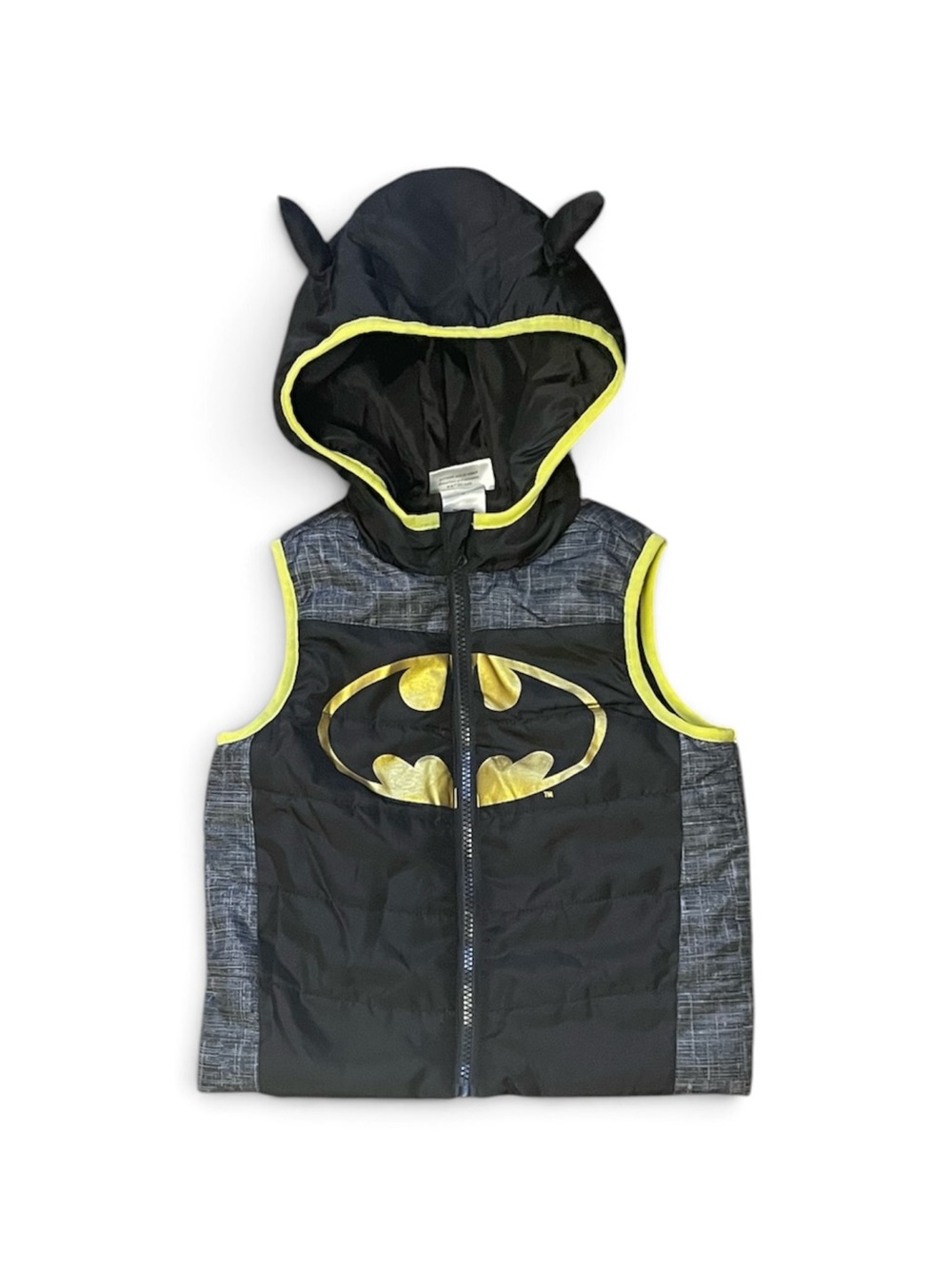 Batman Hooded Vest Black and Gold Toddler Boy’s size 4T